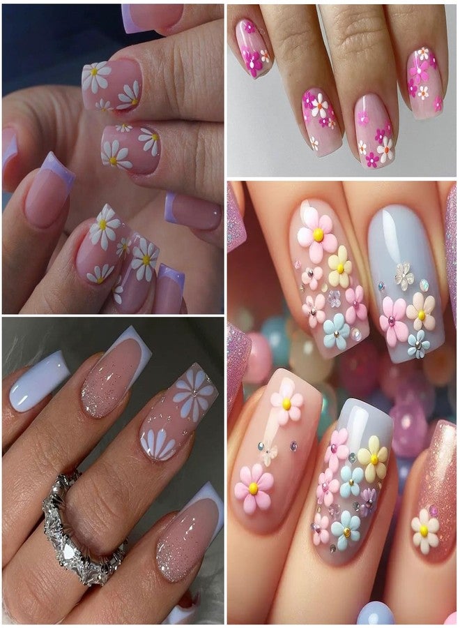 BSBTBZ White Daisy Nail Art Stickers - Small Floral Nail Decals 3D Self-Adhesive Nail Design Summer Art Supplies Flower Adhesive Transfer Slider DIY Spring Flower Sticker for Women 3Sheets - Image 5